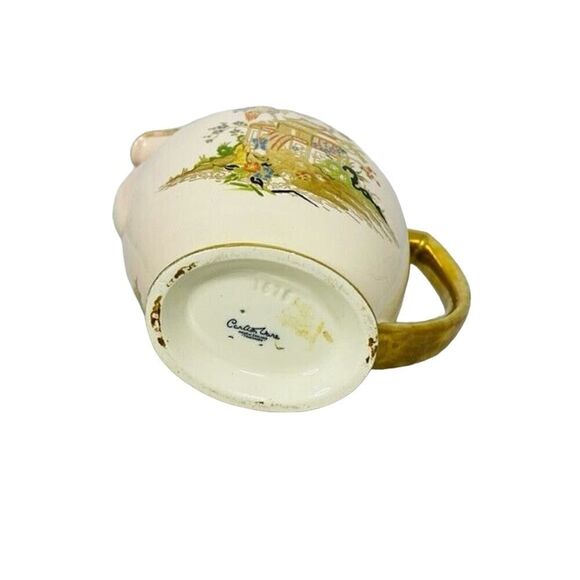 Vintage 1940's Carlton Ware Pink Royale #1676 Pagoda Water Pitcher 7" - Picture 7 of 8